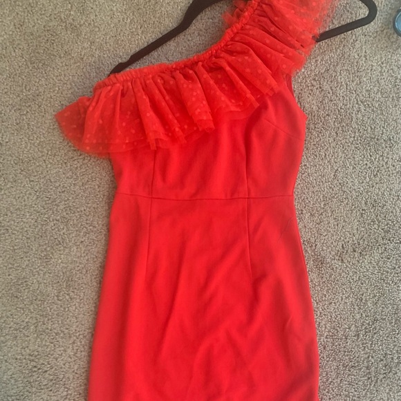 Red one shoulder dress - Picture 2 of 3